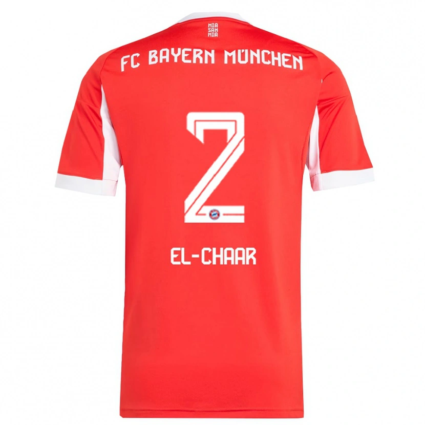 Danxen Kvinder Adam El-Chaar #2 Rød Hvid Hjemmebane Spillertrøjer 2025/26 Trøje T-Shirt