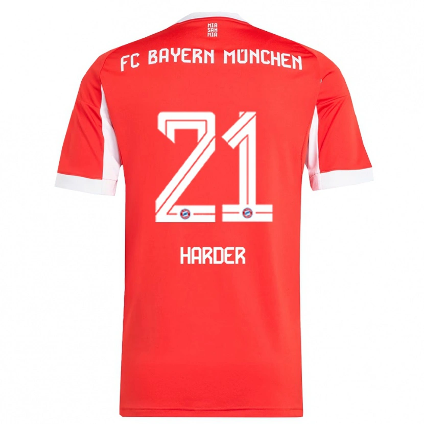 Danxen Kvinder Pernille Harder #21 Rød Hvid Hjemmebane Spillertrøjer 2025/26 Trøje T-Shirt