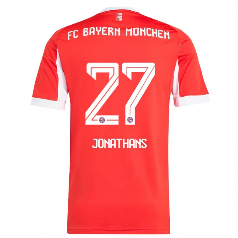 Danxen Kvinder David Jonathans #27 Rød Hvid Hjemmebane Spillertrøjer 2025/26 Trøje T-Shirt