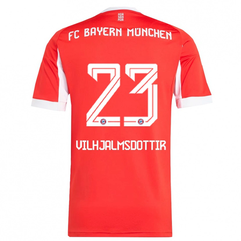 Danxen Kvinder Karolina Lea Vilhjalmsdottir #23 Rød Hvid Hjemmebane Spillertrøjer 2025/26 Trøje T-Shirt
