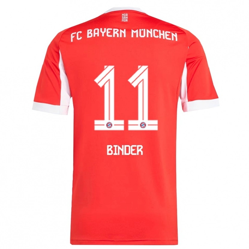 Danxen Kvinder Tim Binder #11 Rød Hvid Hjemmebane Spillertrøjer 2025/26 Trøje T-Shirt