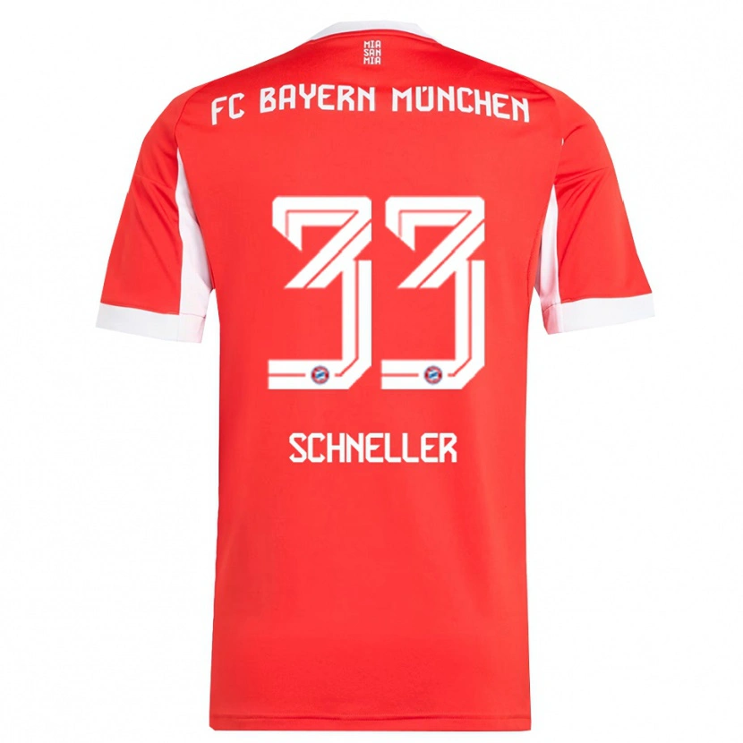 Danxen Kvinder Lukas Schneller #33 Rød Hvid Hjemmebane Spillertrøjer 2025/26 Trøje T-Shirt