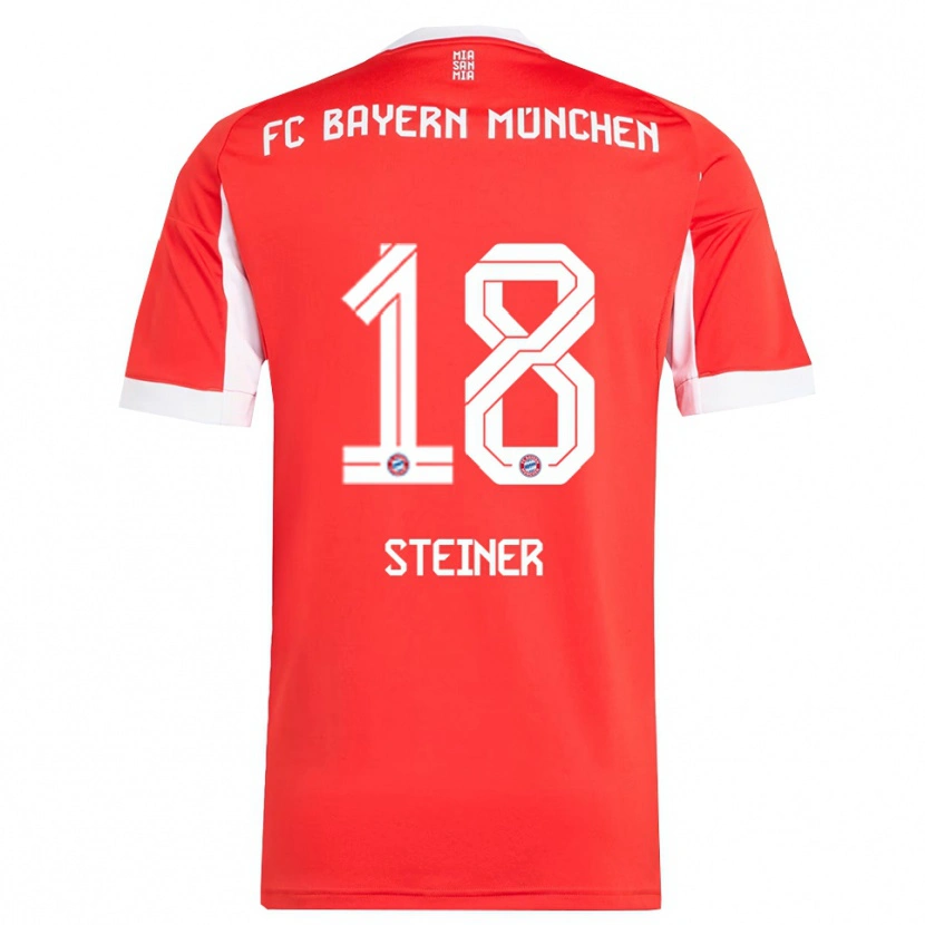 Danxen Kvinder Michael Steiner #18 Rød Hvid Hjemmebane Spillertrøjer 2025/26 Trøje T-Shirt