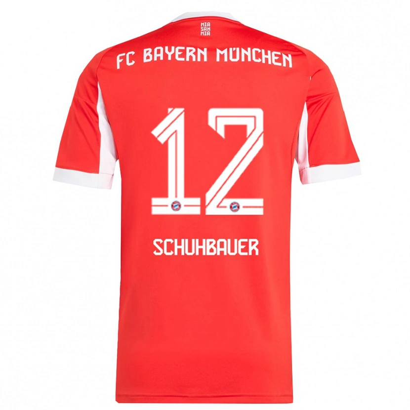 Danxen Kvinder Maximilian Schuhbauer #12 Rød Hvid Hjemmebane Spillertrøjer 2025/26 Trøje T-Shirt