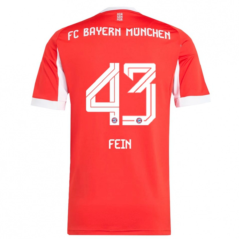 Danxen Kvinder Adrian Fein #43 Rød Hvid Hjemmebane Spillertrøjer 2025/26 Trøje T-Shirt