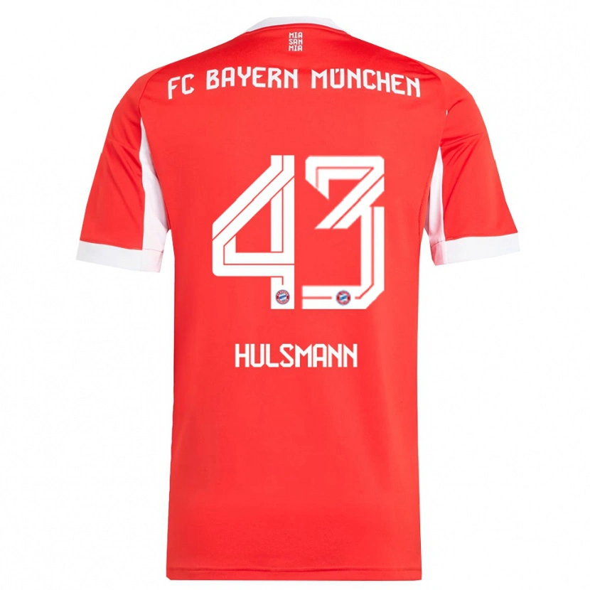 Danxen Kvinder Tom Hulsmann #43 Rød Hvid Hjemmebane Spillertrøjer 2025/26 Trøje T-Shirt