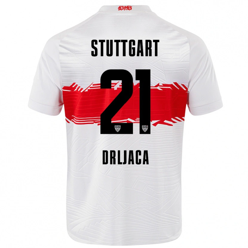 Danxen Kvinder Stefan Drljaca #21 Hvid Rød Hjemmebane Spillertrøjer 2025/26 Trøje T-Shirt