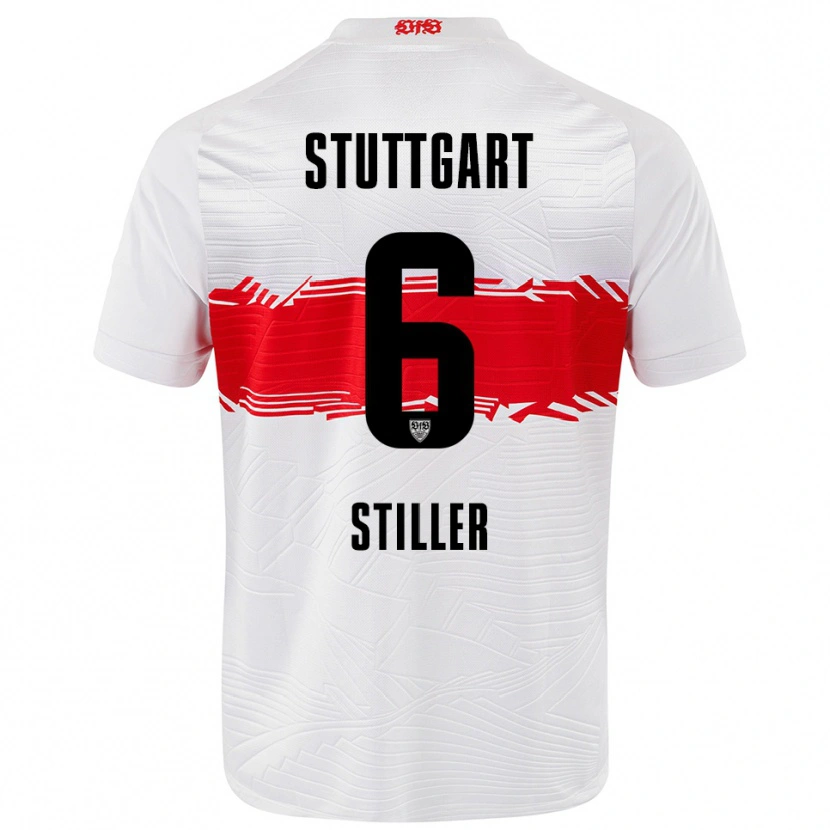 Danxen Kvinder Angelo Stiller #6 Hvid Rød Hjemmebane Spillertrøjer 2025/26 Trøje T-Shirt