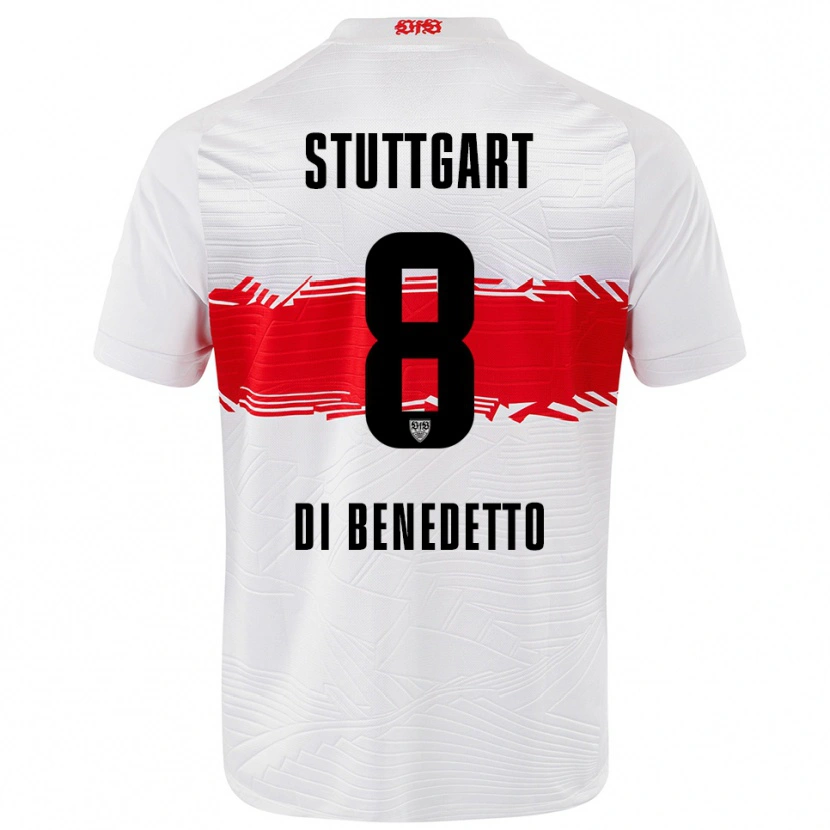 Danxen Kvinder Samuele Di Benedetto #8 Hvid Rød Hjemmebane Spillertrøjer 2025/26 Trøje T-Shirt