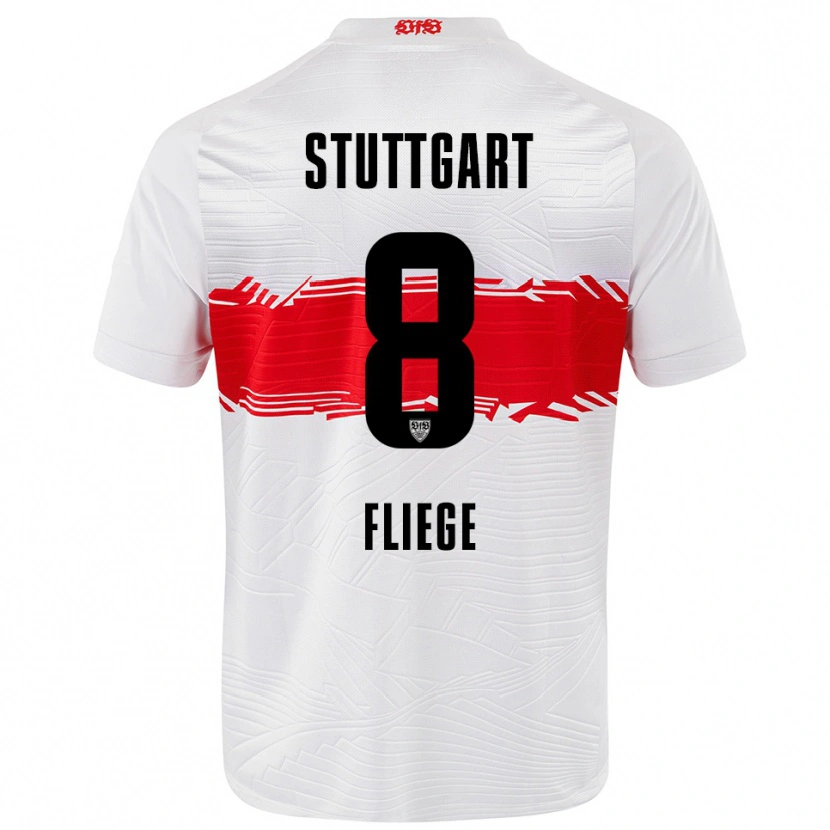 Danxen Kvinder Anna Fliege #8 Hvid Rød Hjemmebane Spillertrøjer 2025/26 Trøje T-Shirt