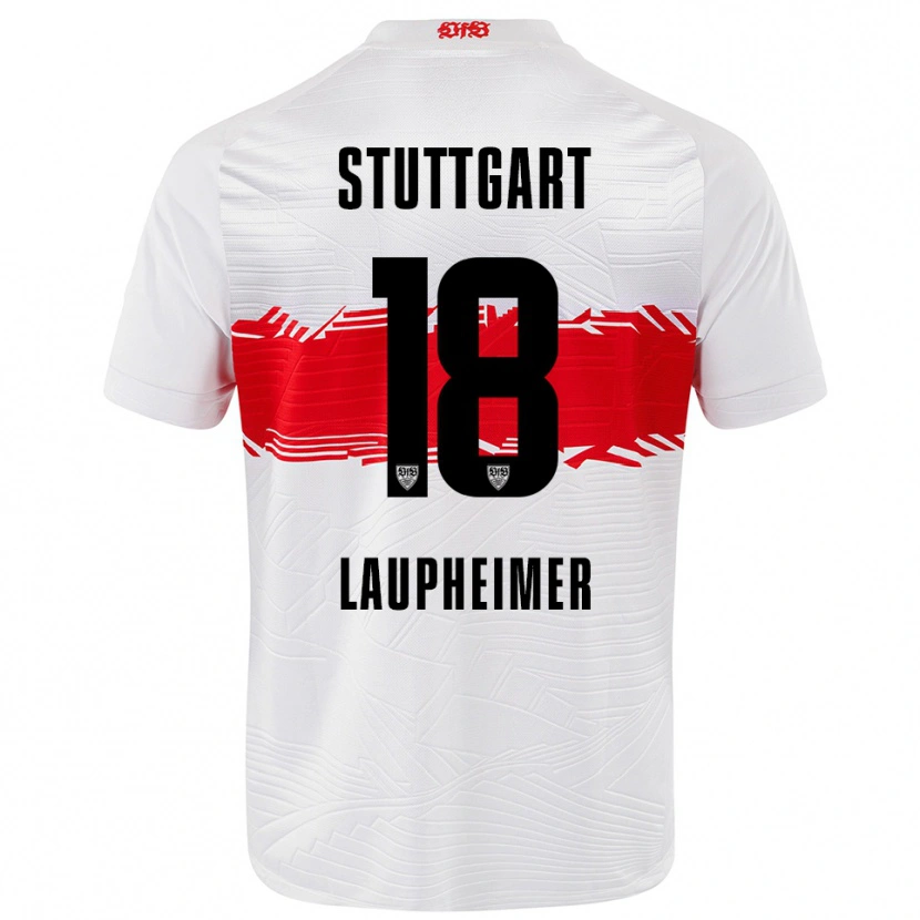 Danxen Kvinder Lukas Laupheimer #18 Hvid Rød Hjemmebane Spillertrøjer 2025/26 Trøje T-Shirt