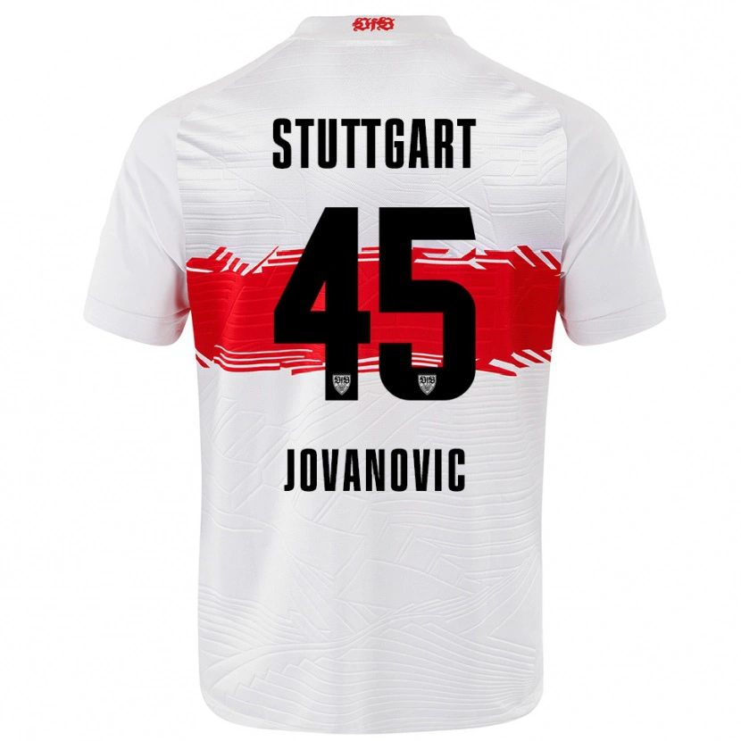 Danxen Kvinder Lazar Jovanovic #45 Hvid Rød Hjemmebane Spillertrøjer 2025/26 Trøje T-Shirt