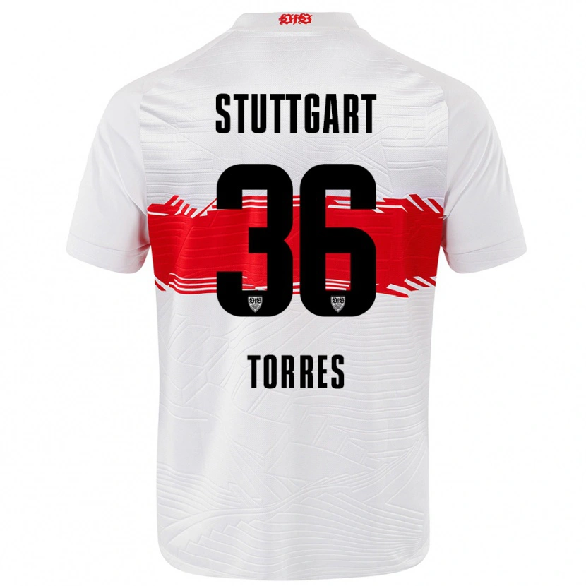 Danxen Kvinder Yohann Torres #36 Hvid Rød Hjemmebane Spillertrøjer 2025/26 Trøje T-Shirt