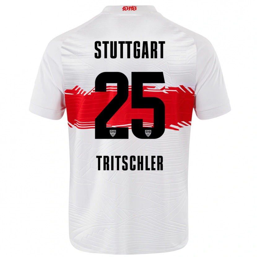 Danxen Kvinder David Tritschler #25 Hvid Rød Hjemmebane Spillertrøjer 2025/26 Trøje T-Shirt