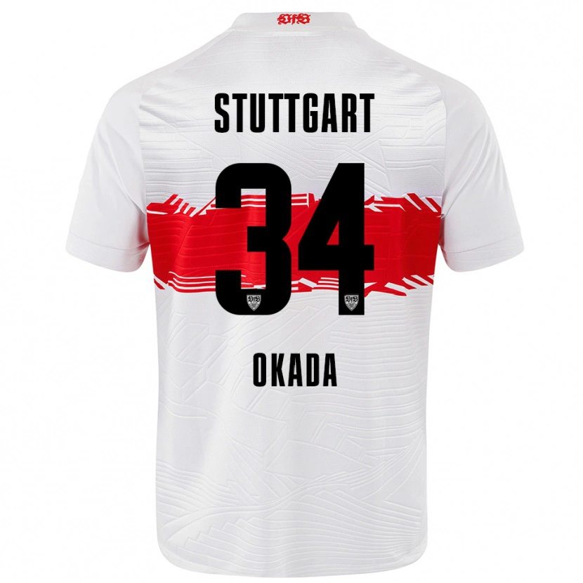 Danxen Kvinder Rei Okada #34 Hvid Rød Hjemmebane Spillertrøjer 2025/26 Trøje T-Shirt