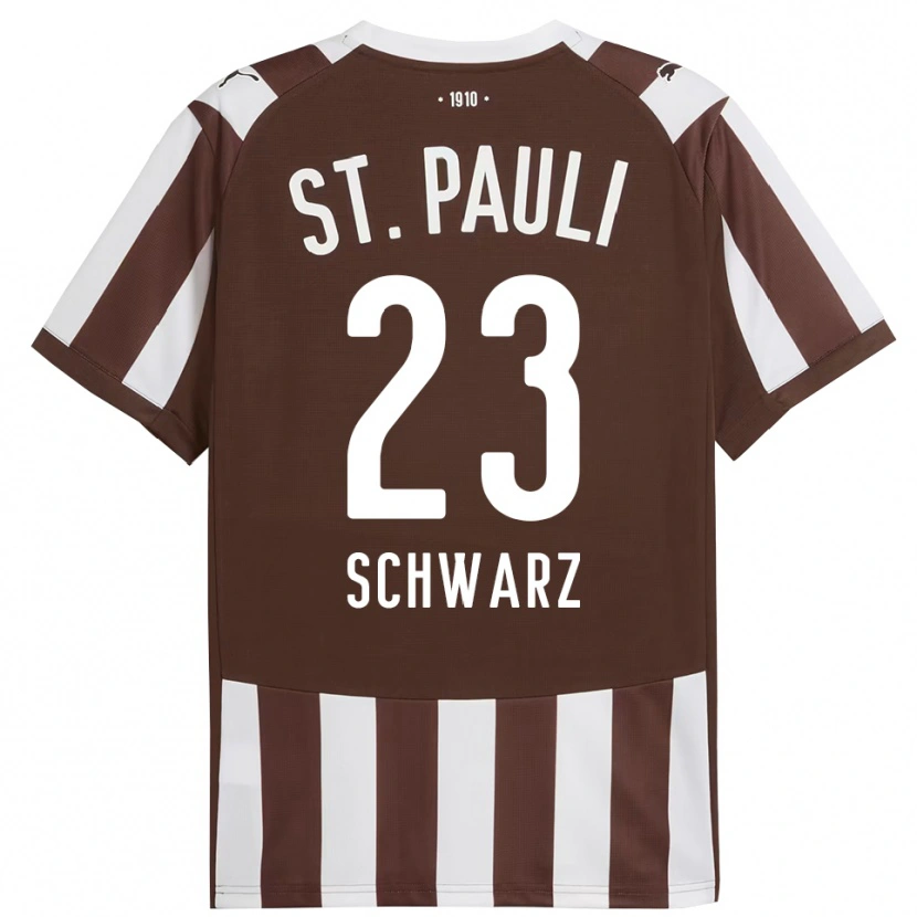 Danxen Kvinder Annika Schwarz #23 Kaffe Hvid Hjemmebane Spillertrøjer 2025/26 Trøje T-Shirt