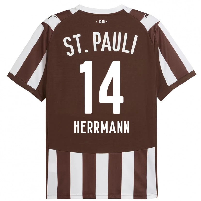 Danxen Kvinder Mats Herrmann #14 Kaffe Hvid Hjemmebane Spillertrøjer 2025/26 Trøje T-Shirt