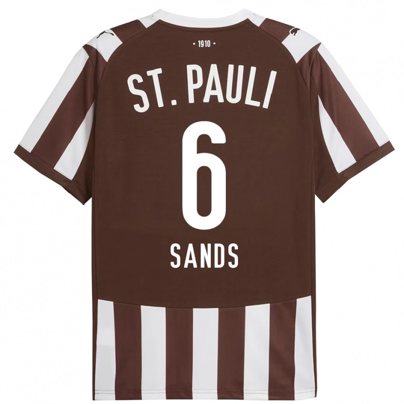 Danxen Kvinder James Sands #6 Kaffe Hvid Hjemmebane Spillertrøjer 2025/26 Trøje T-Shirt