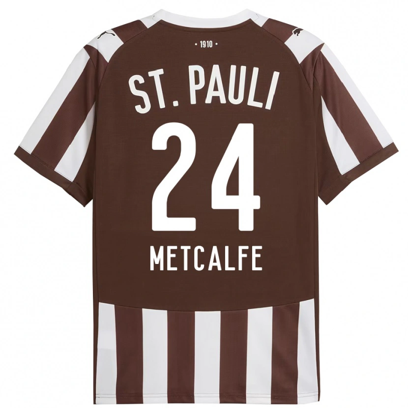 Danxen Kvinder Connor Metcalfe #24 Kaffe Hvid Hjemmebane Spillertrøjer 2025/26 Trøje T-Shirt