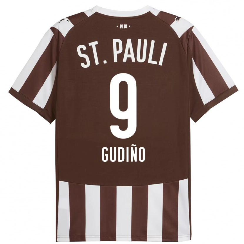 Danxen Kvinder Alberto Gudiño #9 Kaffe Hvid Hjemmebane Spillertrøjer 2025/26 Trøje T-Shirt