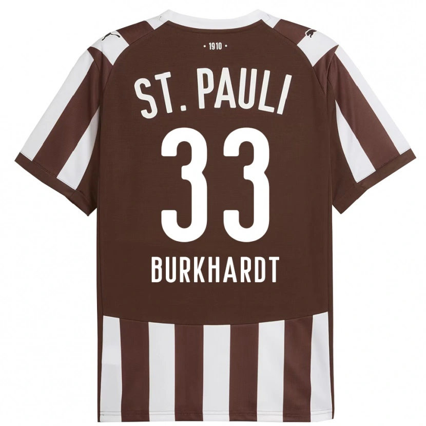 Danxen Kvinder Jannik Burkhardt #33 Kaffe Hvid Hjemmebane Spillertrøjer 2025/26 Trøje T-Shirt