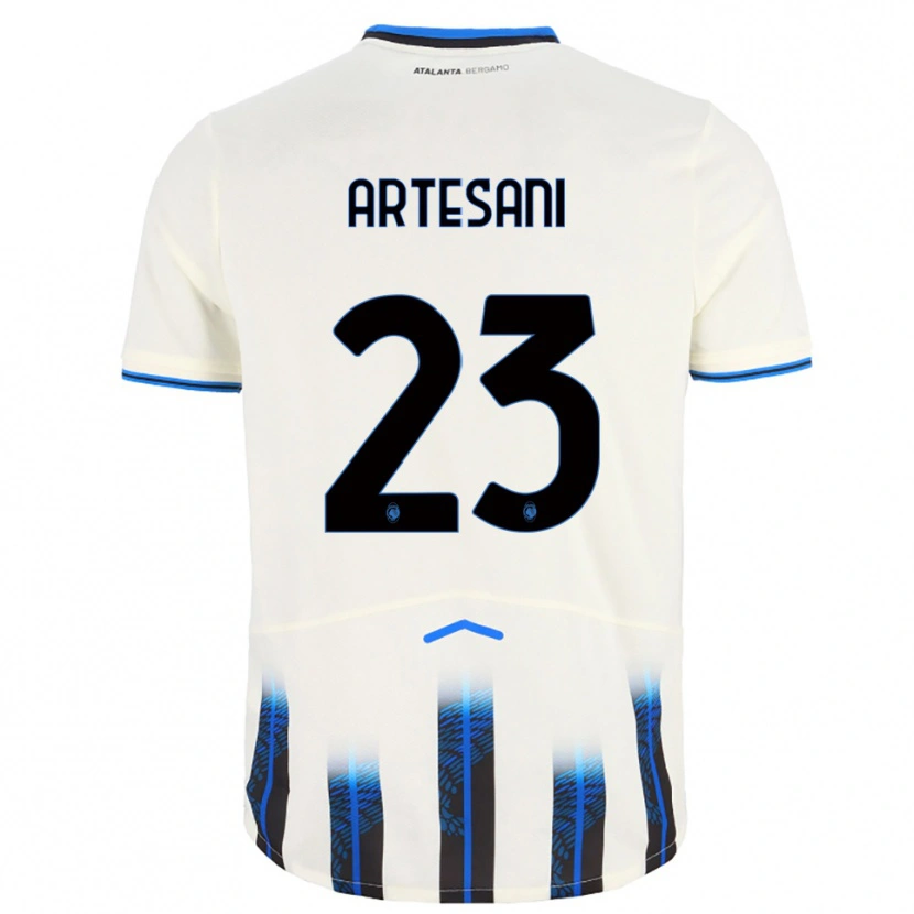 Danxen Kvinder Nicolò Artesani #23 Hvid Blå Udebane Spillertrøjer 2025/26 Trøje T-Shirt
