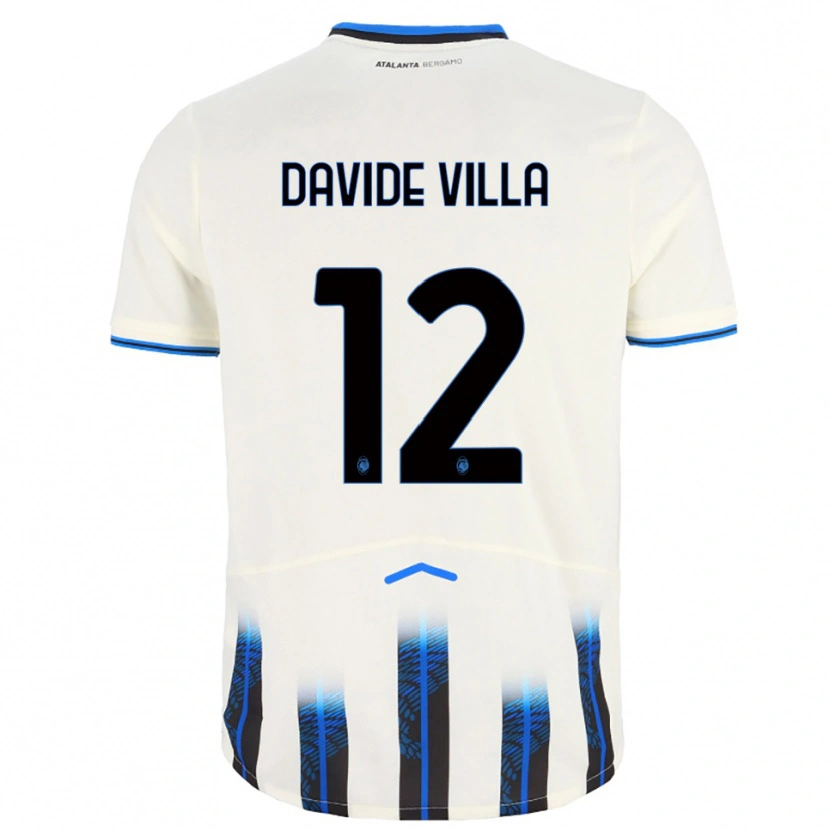 Danxen Kvinder Matteo Davide Villa #12 Hvid Blå Udebane Spillertrøjer 2025/26 Trøje T-Shirt