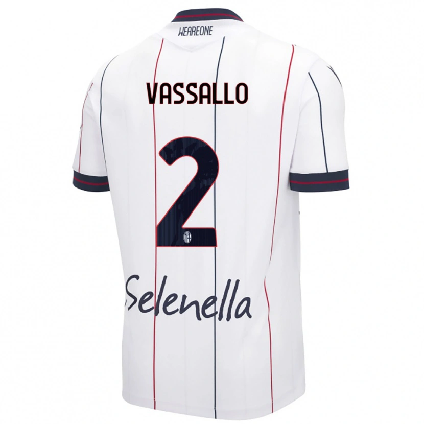 Danxen Kvinder Giacomo Vassallo #2 Hvid Kongeblå Udebane Spillertrøjer 2025/26 Trøje T-Shirt