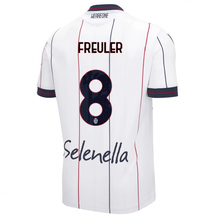 Danxen Kvinder Remo Freuler #8 Hvid Kongeblå Udebane Spillertrøjer 2025/26 Trøje T-Shirt