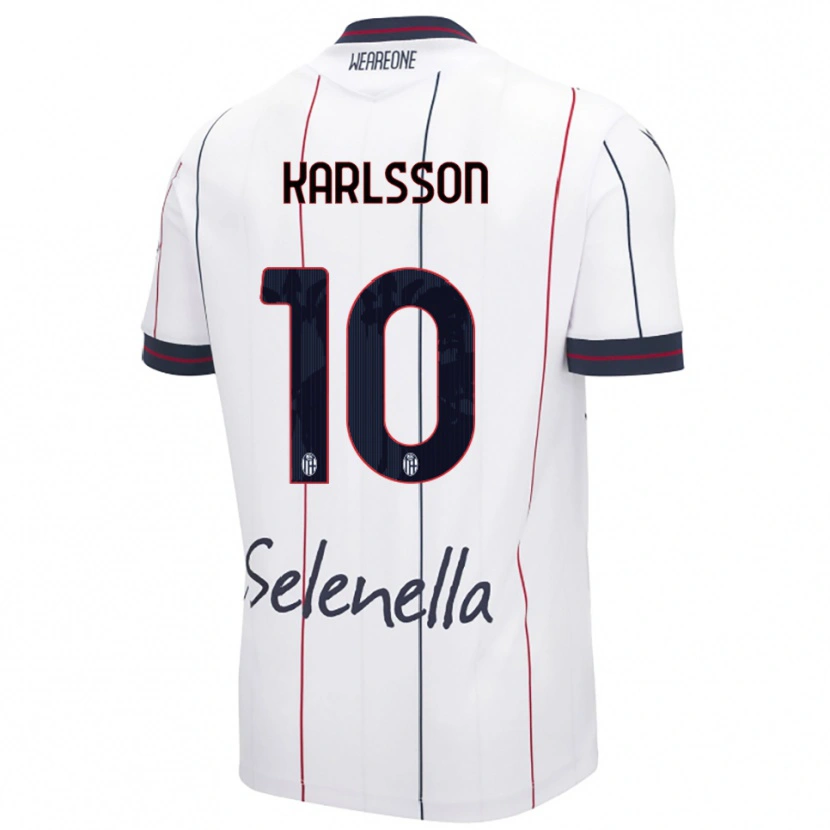 Danxen Kvinder Jesper Karlsson #10 Hvid Kongeblå Udebane Spillertrøjer 2025/26 Trøje T-Shirt
