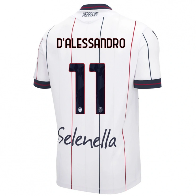 Danxen Kvinder Giuliano D'alessandro #11 Hvid Kongeblå Udebane Spillertrøjer 2025/26 Trøje T-Shirt