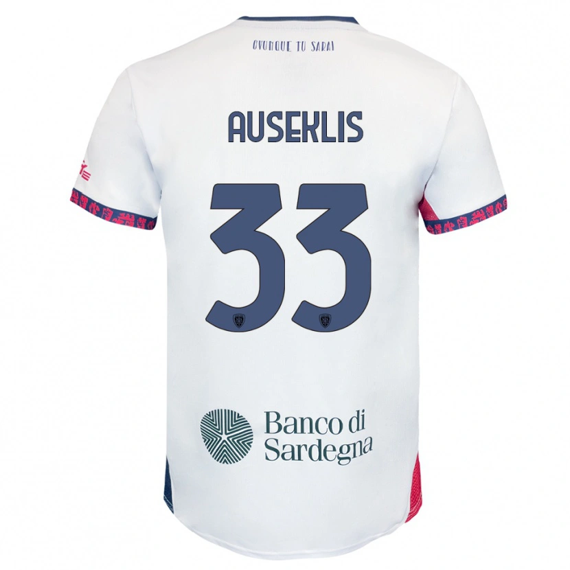 Danxen Kvinder Henrijs Auseklis #33 Hvid Navy Rød Udebane Spillertrøjer 2025/26 Trøje T-Shirt