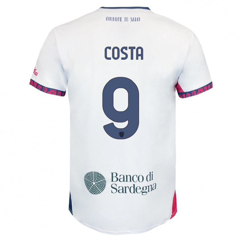 Danxen Kvinder Luca Costa #9 Hvid Navy Rød Udebane Spillertrøjer 2025/26 Trøje T-Shirt