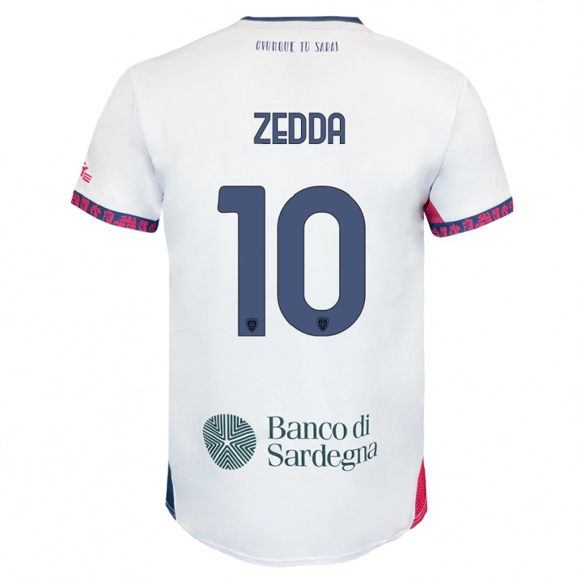 Danxen Kvinder Diego Zedda #10 Hvid Navy Rød Udebane Spillertrøjer 2025/26 Trøje T-Shirt