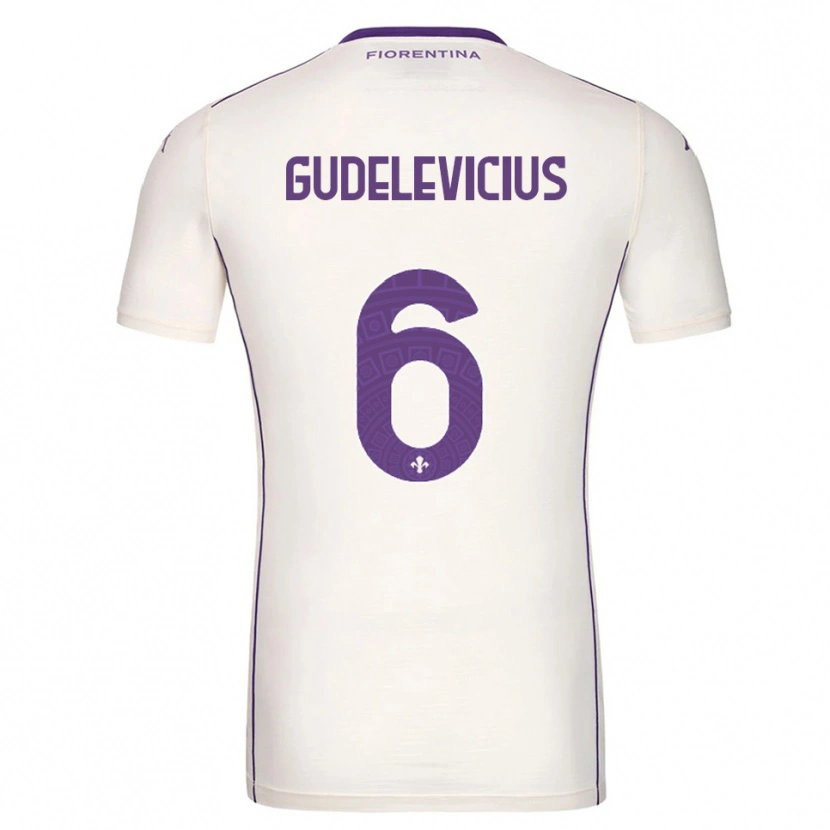 Danxen Kvinder Ernestas Gudelevičius #6 Hvid Lilla Rød Udebane Spillertrøjer 2025/26 Trøje T-Shirt