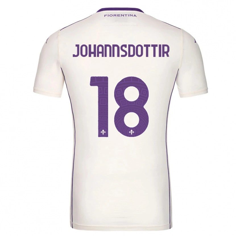 Danxen Kvinder Alexandra Johannsdottir #18 Hvid Lilla Rød Udebane Spillertrøjer 2025/26 Trøje T-Shirt