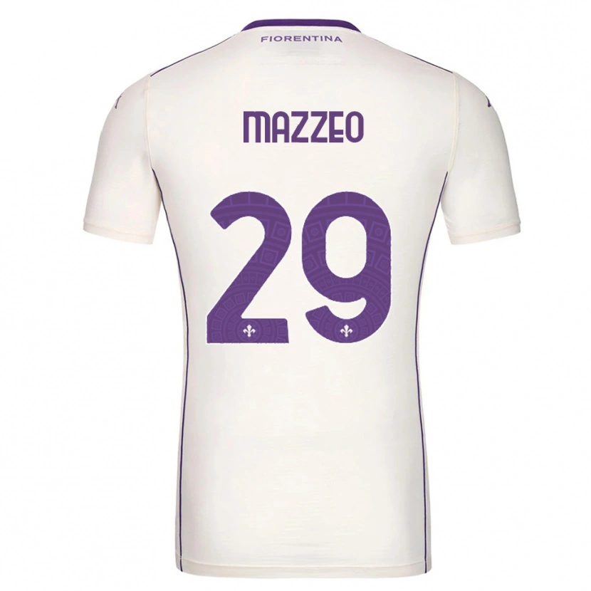 Danxen Kvinder Brando Mazzeo #29 Hvid Lilla Rød Udebane Spillertrøjer 2025/26 Trøje T-Shirt
