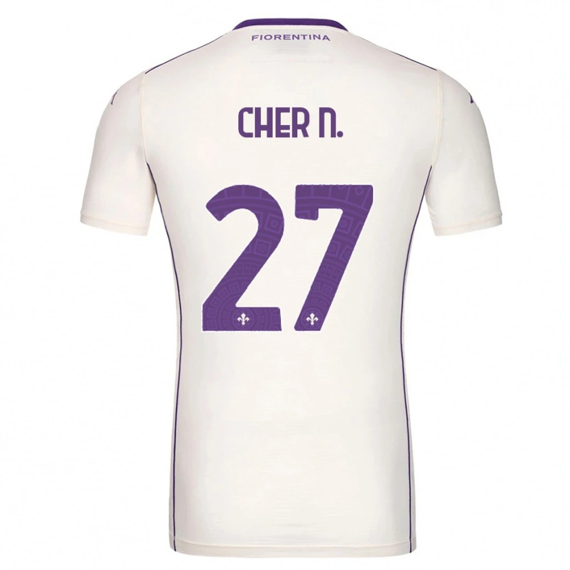 Danxen Kvinder Cher Ndour #27 Hvid Lilla Rød Udebane Spillertrøjer 2025/26 Trøje T-Shirt