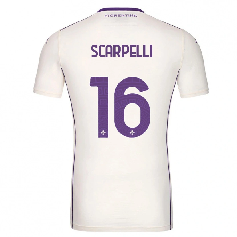 Danxen Kvinder Diego Scarpelli #16 Hvid Lilla Rød Udebane Spillertrøjer 2025/26 Trøje T-Shirt