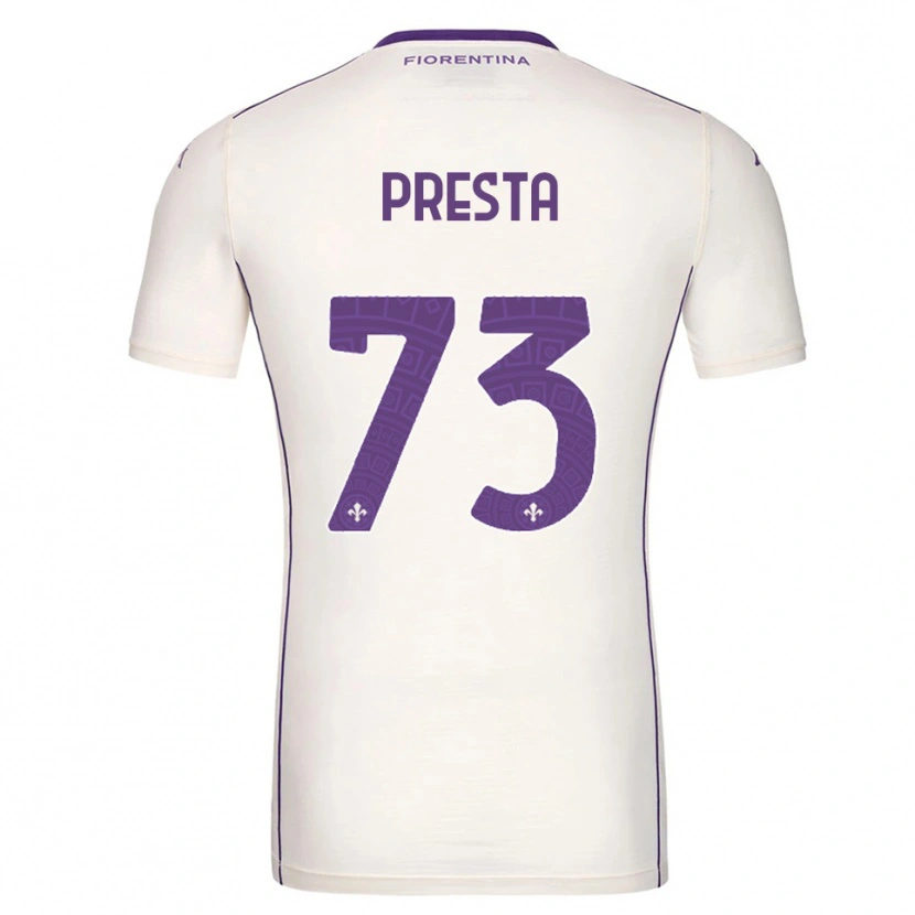 Danxen Kvinder Francesco Presta #73 Hvid Lilla Rød Udebane Spillertrøjer 2025/26 Trøje T-Shirt