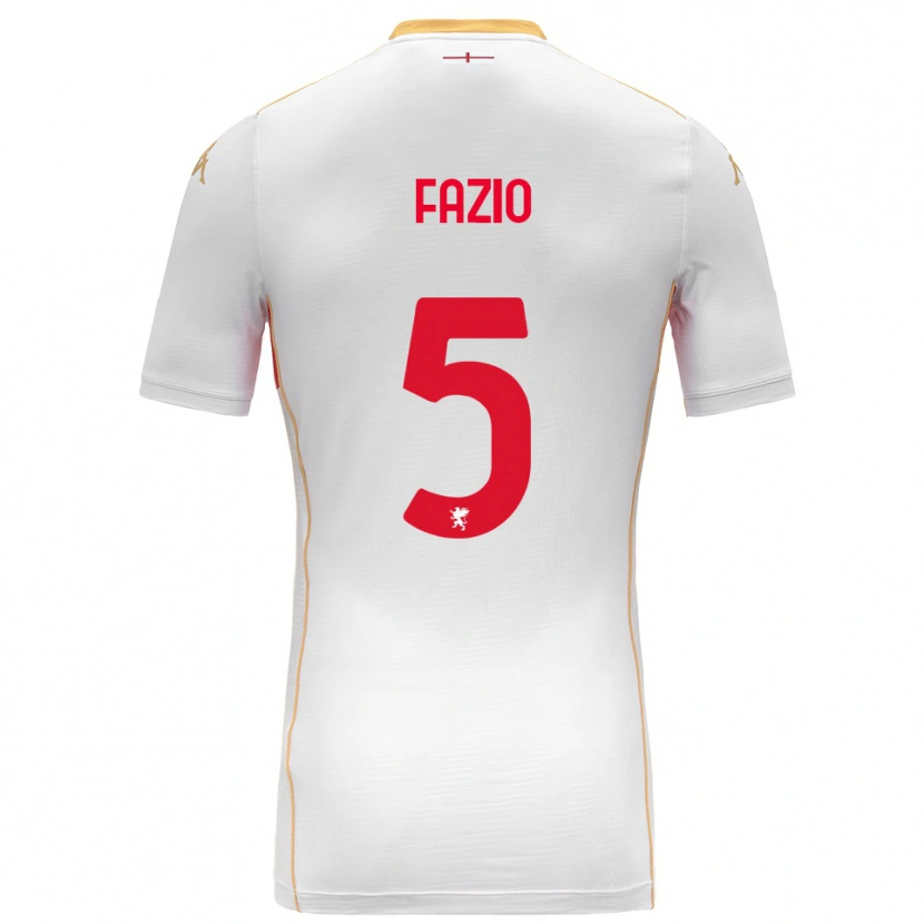 Danxen Kvinder Lorenzo Fazio #5 Hvid Rød Udebane Spillertrøjer 2025/26 Trøje T-Shirt
