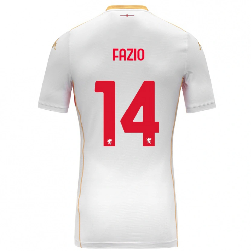 Danxen Kvinder Tommaso Fazio #14 Hvid Rød Udebane Spillertrøjer 2025/26 Trøje T-Shirt