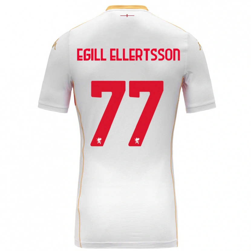 Danxen Kvinder Mikael Egill Ellertsson #77 Hvid Rød Udebane Spillertrøjer 2025/26 Trøje T-Shirt