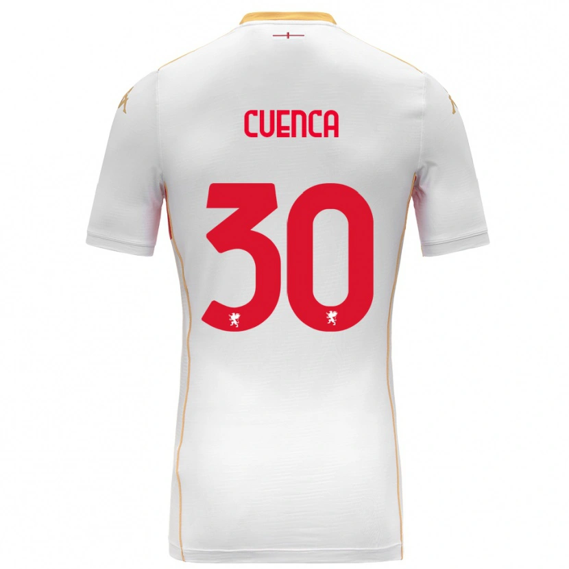 Danxen Kvinder Hugo Cuenca #30 Hvid Rød Udebane Spillertrøjer 2025/26 Trøje T-Shirt