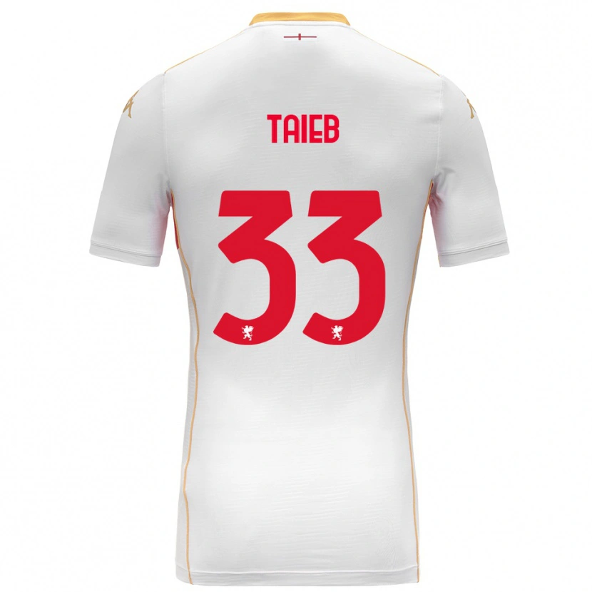 Danxen Kvinder Chad Taieb #33 Hvid Rød Udebane Spillertrøjer 2025/26 Trøje T-Shirt