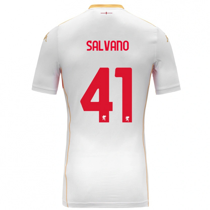 Danxen Kvinder Daniele Salvano #41 Hvid Rød Udebane Spillertrøjer 2025/26 Trøje T-Shirt