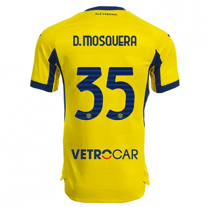 Danxen Kvinder Daniel Mosquera #35 Gul Navy Udebane Spillertrøjer 2025/26 Trøje T-Shirt