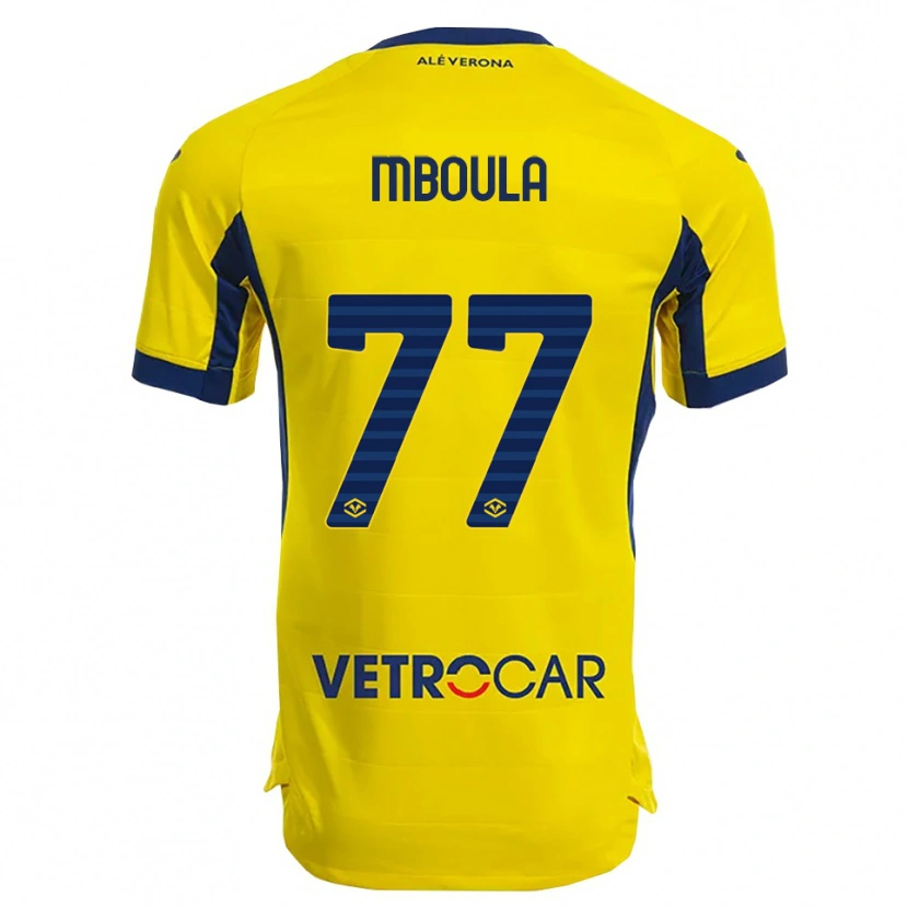 Danxen Kvinder Jordi Mboula #77 Gul Navy Udebane Spillertrøjer 2025/26 Trøje T-Shirt