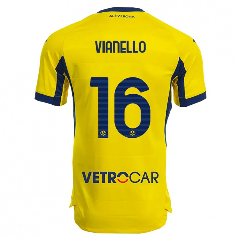 Danxen Kvinder Diego Vianello #16 Gul Navy Udebane Spillertrøjer 2025/26 Trøje T-Shirt