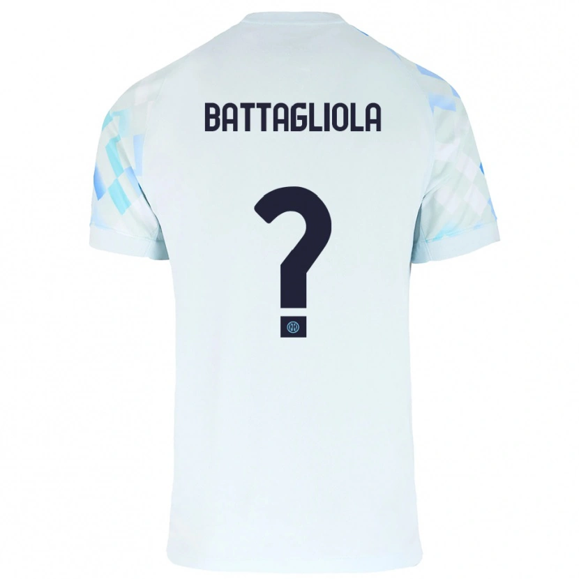 Danxen Kvinder Lorenzo Battagliola #0 Hvid Blå Udebane Spillertrøjer 2025/26 Trøje T-Shirt